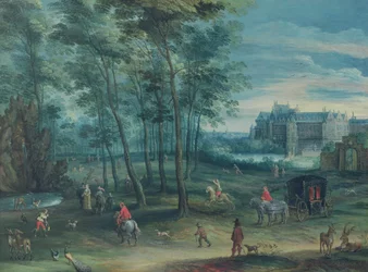 Le parc du palais vice-royal, Bruxelles, avec une compagnie élégante près d